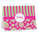 Pink & Green Paisley and Stripes Note cards (Personalized)