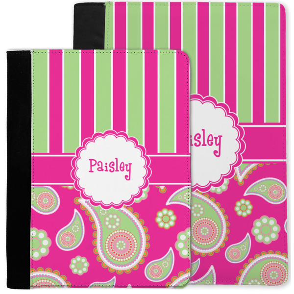 Pink & Green Paisley and Stripes Notebook Padfolio - MAIN