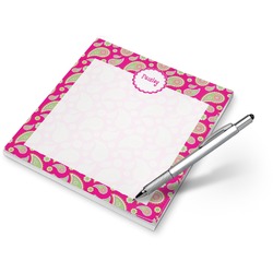 Pink & Green Paisley and Stripes Notepad (Personalized)