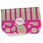 Pink & Green Paisley and Stripes Burp Cloth - Fleece w/ Name or Text