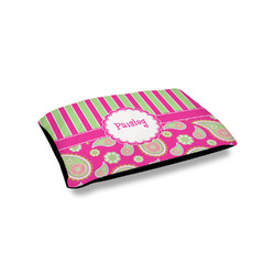 Pink & Green Paisley and Stripes Outdoor Dog Bed - Small (Personalized)