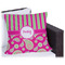 Pink & Green Paisley and Stripes Outdoor Pillow