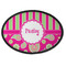 Pink & Green Paisley and Stripes Iron On Oval Patch w/ Name or Text