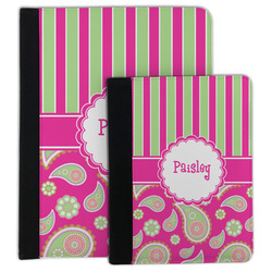 Pink & Green Paisley and Stripes Padfolio Clipboard (Personalized)
