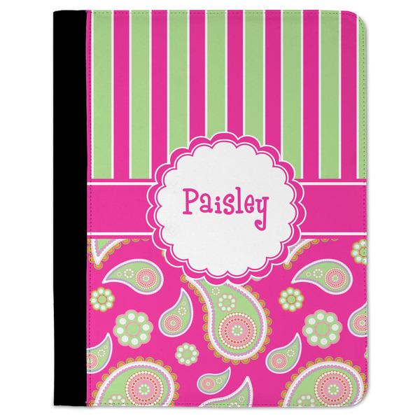 Custom Pink & Green Paisley and Stripes Padfolio Clipboard (Personalized)