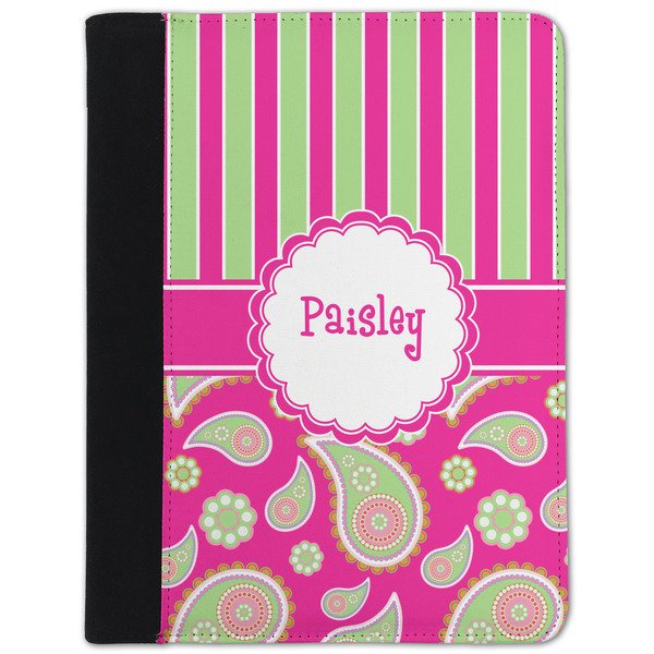 Custom Pink & Green Paisley and Stripes Padfolio Clipboard - Small (Personalized)