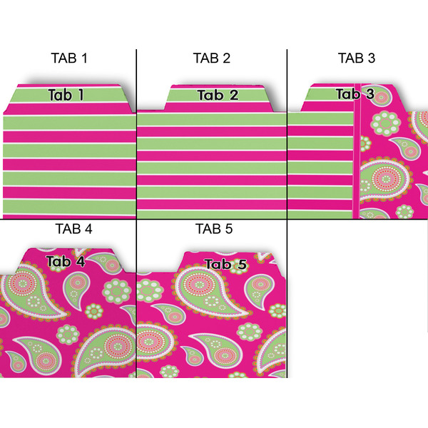 Pink & Green Paisley and Stripes Page Dividers - Set of 5 - Approval