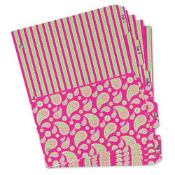Pink & Green Paisley and Stripes Binder Tab Divider Set (Personalized)