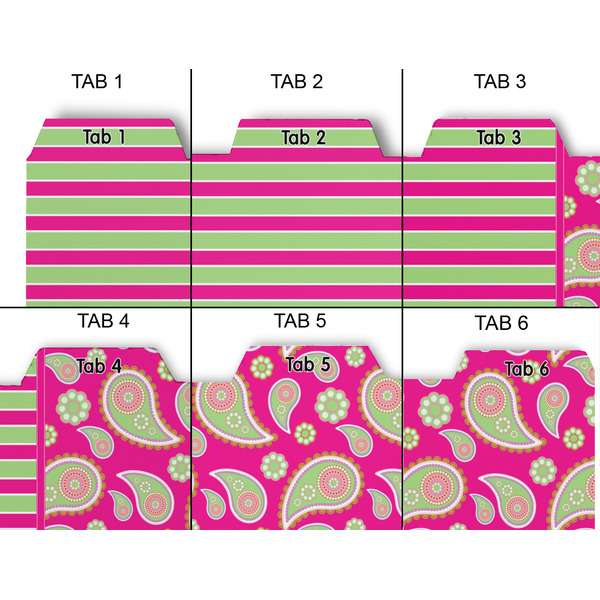 Pink & Green Paisley and Stripes Page Dividers - Set of 6 - Approval