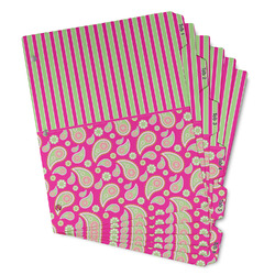 Pink & Green Paisley and Stripes Binder Tab Divider - Set of 6 (Personalized)