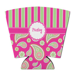 Pink & Green Paisley and Stripes Party Cup Sleeve - with Bottom (Personalized)
