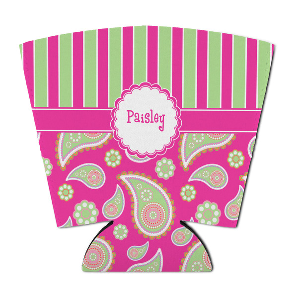 Pink & Green Paisley and Stripes Party Cup Sleeves - with bottom - FRONT
