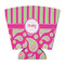 Pink & Green Paisley and Stripes Party Cup Sleeve - with Bottom (Personalized)