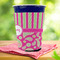 Pink & Green Paisley and Stripes Party Cup Sleeves - with bottom - Lifestyle