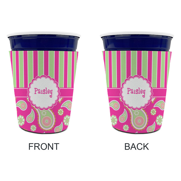 Pink & Green Paisley and Stripes Party Cup Sleeves - without bottom - Approval
