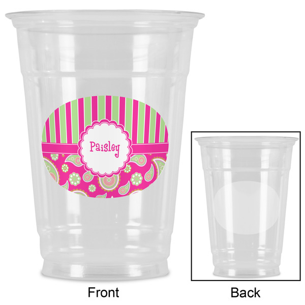 Pink & Green Paisley and Stripes Party Cups - 16oz - Approval