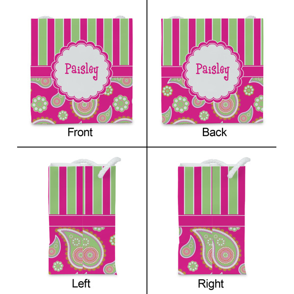 Pink & Green Paisley and Stripes Party Favor Gift Bag - Gloss - Approval