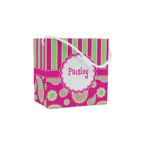 Custom Pink & Green Paisley and Stripes Party Favor Gift Bags - Gloss (Personalized)
