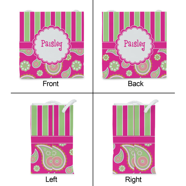 Pink & Green Paisley and Stripes Party Favor Gift Bag - Matte - Approval