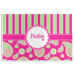 Pink & Green Paisley and Stripes Disposable Paper Placemats (Personalized)