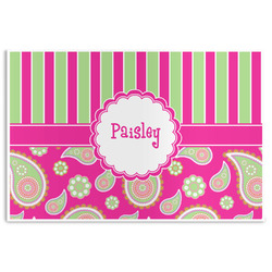 Pink & Green Paisley and Stripes Disposable Paper Placemats (Personalized)