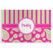 Pink & Green Paisley and Stripes Disposable Paper Placemat - Front View