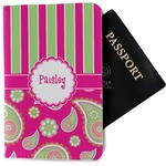 Pink & Green Paisley and Stripes Passport Holder - Fabric (Personalized)