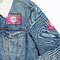 Pink & Green Paisley and Stripes Patches Lifestyle Jean Jacket Detail