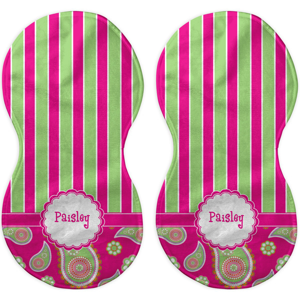 Pink & Green Paisley and Stripes Peanut Shaped Burps - Approval