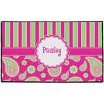 Pink & Green Paisley and Stripes Door Mat - 60"x36" (Personalized)