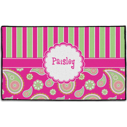 Pink & Green Paisley and Stripes Door Mat - 60"x36" (Personalized)