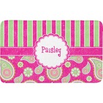 Pink & Green Paisley and Stripes Bath Mat (Personalized)