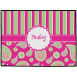 Pink & Green Paisley and Stripes Door Mat (Personalized)