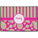 Pink & Green Paisley and Stripes Door Mat - 36"x24" (Personalized)