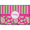 Pink & Green Paisley and Stripes Door Mat - 36"x24" (Personalized)
