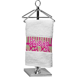 Pink & Green Paisley and Stripes Cotton Finger Tip Towel (Personalized)