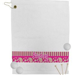 Pink & Green Paisley and Stripes Golf Bag Towel (Personalized)