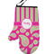 Pink & Green Paisley and Stripes Personalized Oven Mitt - Left