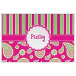 Pink & Green Paisley and Stripes Laminated Placemat w/ Name or Text