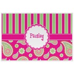 Pink & Green Paisley and Stripes Laminated Placemat w/ Name or Text