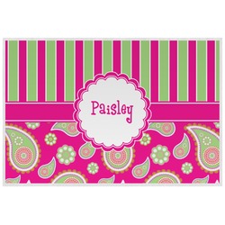 Pink & Green Paisley and Stripes Laminated Placemat w/ Name or Text