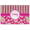 Pink & Green Paisley and Stripes Personalized Placemat (Back)