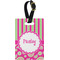 Pink & Green Paisley and Stripes Plastic Luggage Tag - Rectangular w/ Name or Text