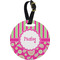Pink & Green Paisley and Stripes Personalized Round Luggage Tag
