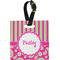 Pink & Green Paisley and Stripes Personalized Square Luggage Tag