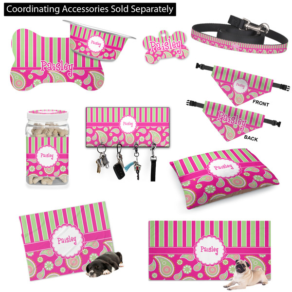 Pink & Green Paisley and Stripes Customized Pet Accessories