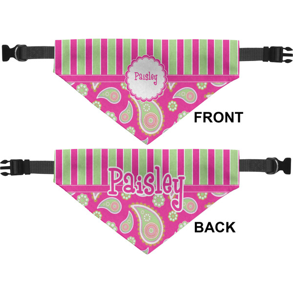 Pink & Green Paisley and Stripes Pet Bandana Approval