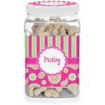 Pink & Green Paisley and Stripes Dog Treat Jar (Personalized)