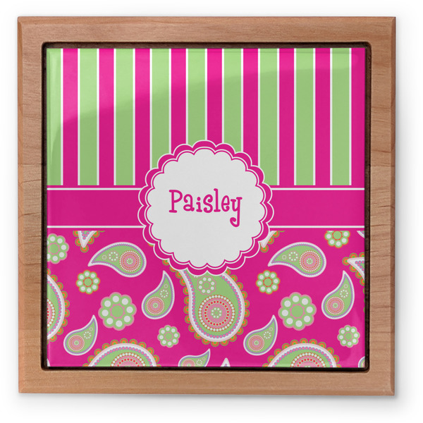 Pink & Green Paisley and Stripes Pet Urn - Apvl