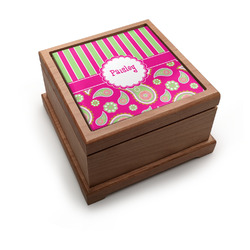 Pink & Green Paisley and Stripes Pet Urn w/ Name or Text